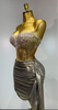Women Sexy Strapless Sequins Rhinestone Gold Dress Glitter Two Pieces Sets Birthday Evening Party Night Club Singer Stage Outfit