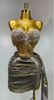 Women Sexy Strapless Sequins Rhinestone Gold Dress Glitter Two Pieces Sets Birthday Evening Party Night Club Singer Stage Outfit