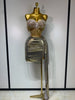Women Sexy Strapless Sequins Rhinestone Gold Dress Glitter Two Pieces Sets Birthday Evening Party Night Club Singer Stage Outfit