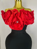 New Stereoscopic Red Flowers Sexy Off The Shoulder Ankle Lenght Bandage Dress Woman Birthday Party Vestido Wedding Party Outfit