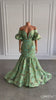 Load and play video in Gallery viewer, New Arrival Long Evening Dresses 2022 Mermaid Style Off The Shoulder Mint Green Dubai Women Formal Party Gowns