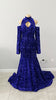 Long Sparkly Prom Dresses 2022 High Neck Mermaid Long Sleeve Sequined Sexy Royal Blue Girls Prom Gala Prom Gowns