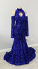 Long Sparkly Prom Dresses 2022 High Neck Mermaid Long Sleeve Sequined Sexy Royal Blue Girls Prom Gala Prom Gowns