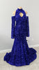 Long Sparkly Prom Dresses 2022 High Neck Mermaid Long Sleeve Sequined Sexy Royal Blue Girls Prom Gala Prom Gowns