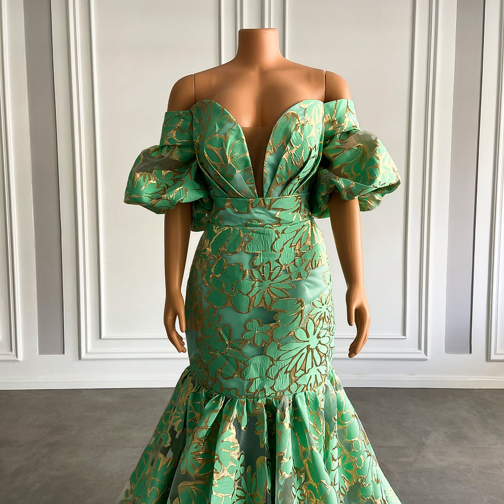 New Arrival Long Evening Dresses 2022 Mermaid Style Off The Shoulder Mint Green Dubai Women Formal Party Gowns