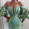New Arrival Long Evening Dresses 2022 Mermaid Style Off The Shoulder Mint Green Dubai Women Formal Party Gowns