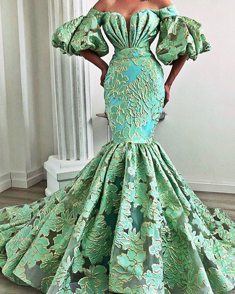 New Arrival Long Evening Dresses 2022 Mermaid Style Off The Shoulder Mint Green Dubai Women Formal Party Gowns
