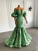 New Arrival Long Evening Dresses 2022 Mermaid Style Off The Shoulder Mint Green Dubai Women Formal Party Gowns