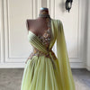 Real Sample Sheer High Neck Beaded Crystals Luxury Yellow Chiffom African Women Long Evening Dresses 2022