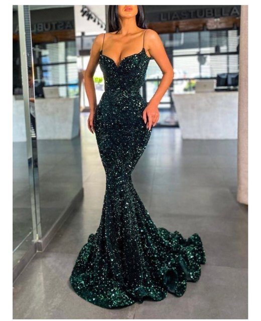 Long Prom Dresses 2022 Sexy Mermaid Sheer O-neck Luxury Beaded Crystals Silver Black Girls Prom Gala Gowns For Party